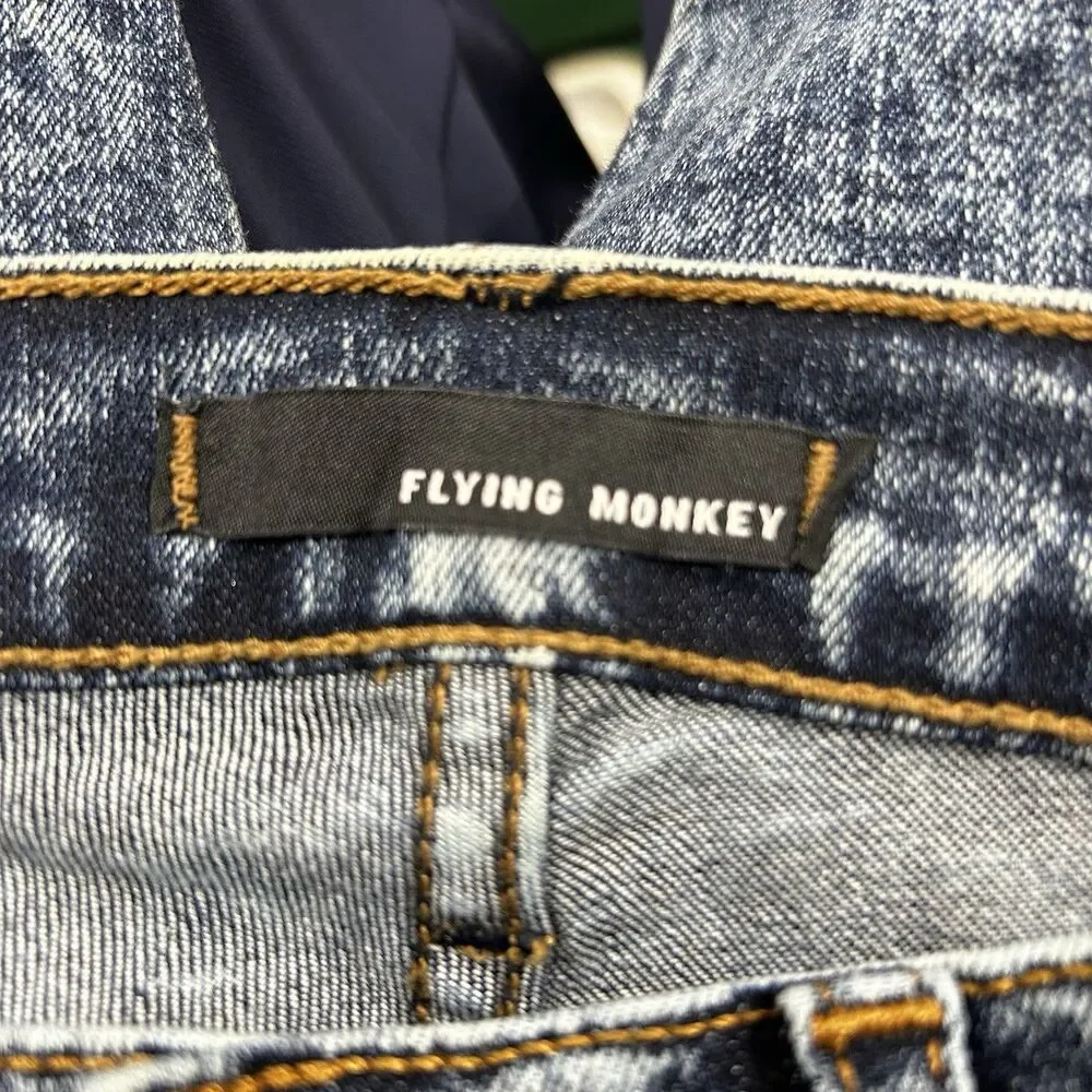 Flying Monkey Acid Wash Skinny Jeans Mid Rise Stretch Denim Blue Sz 1 Made USA